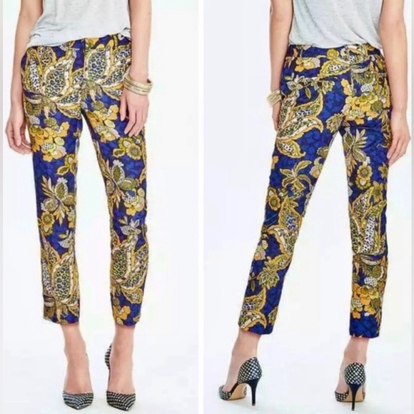 Banana Republic Pants - Banana Republic Avery Yellow Floral Paisley Pants Crop Women’s 14
